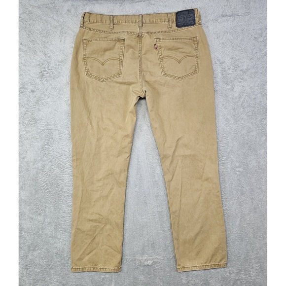 Levi's 514 Straight Fit Jeans Men's 38x31* Khaki Tan Cotton Twill Pants Mid Rise - Picture 4 of 9